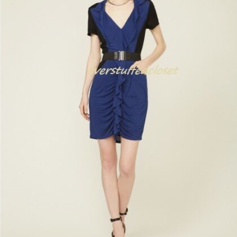 Elegant Blue and Black Women's Dress